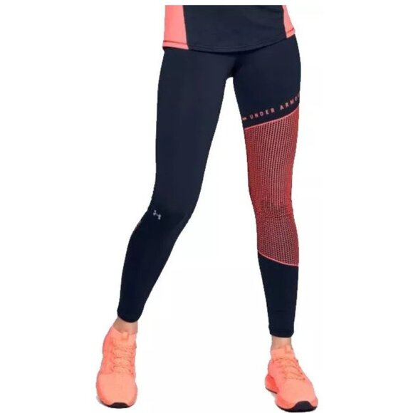 Under Armour ColdGear Block Graphic Leggings Womens Size Small Navy Pink - Picture 1 of 9